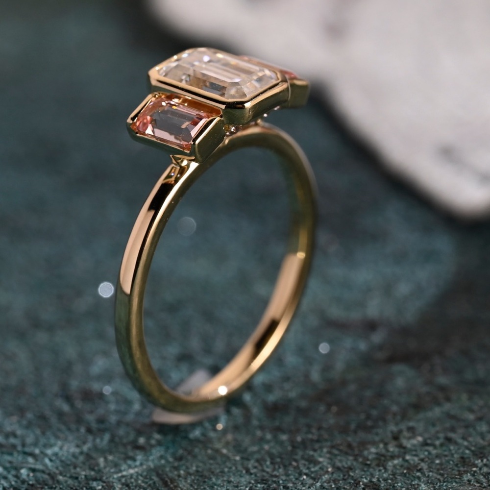 Emerald Cut 3 Stone Ring - image 4